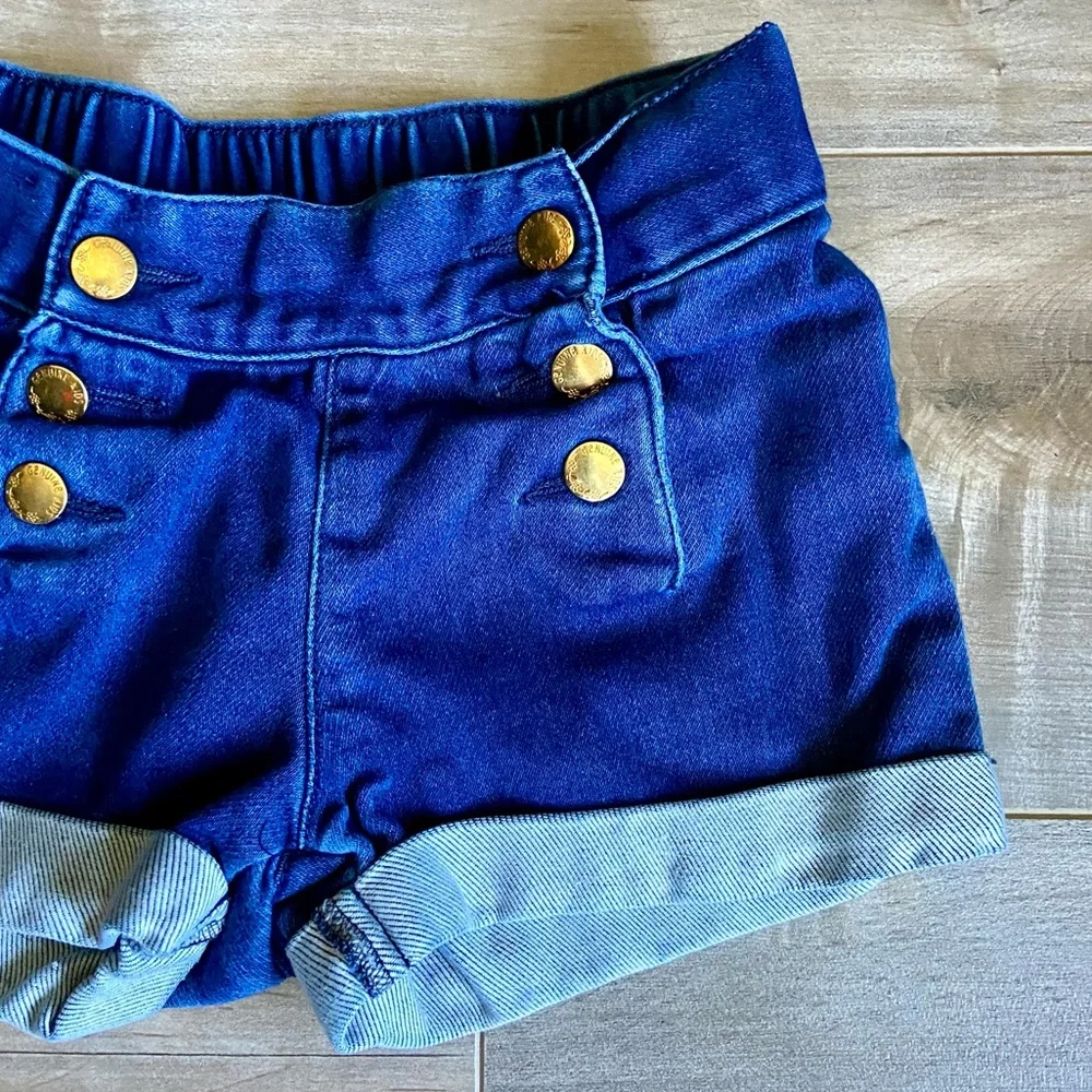 OshKosh Sailor Button Front Stretch Denim Shorts with Cuffed Hem